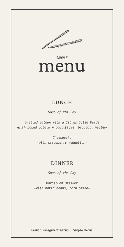 Sample Menu