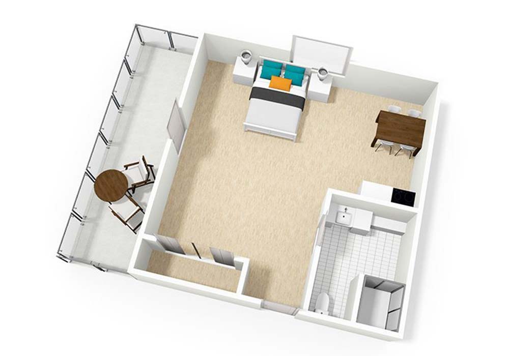 Apple Village large core studio floor plan